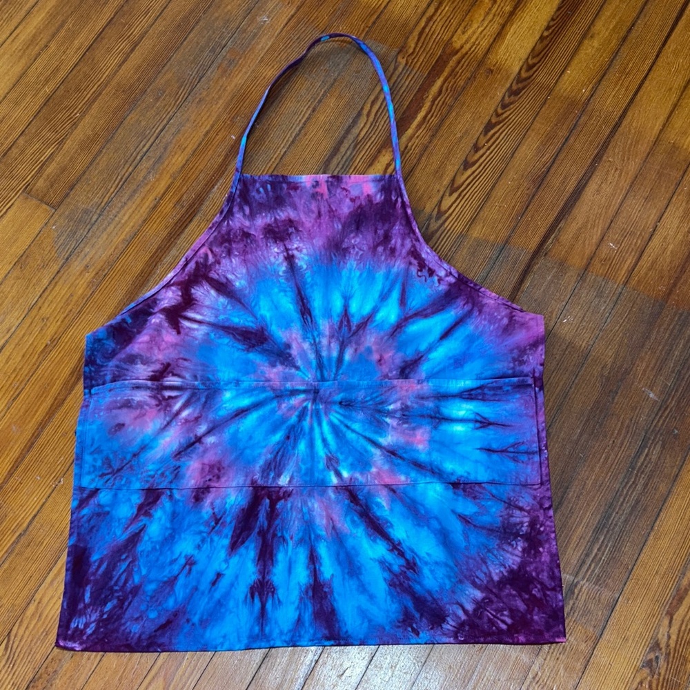 Adult Handmade Blue & Purple Tie-Dye Apron